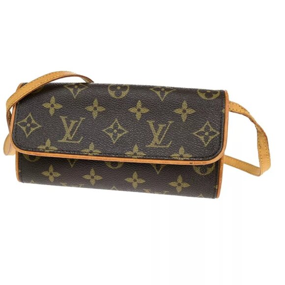 LOUIS VUITTON Pochette Twin PM 2Way Shoulder Clutch Bag Monogram M51854 30EC225 - Picture 1 of 16